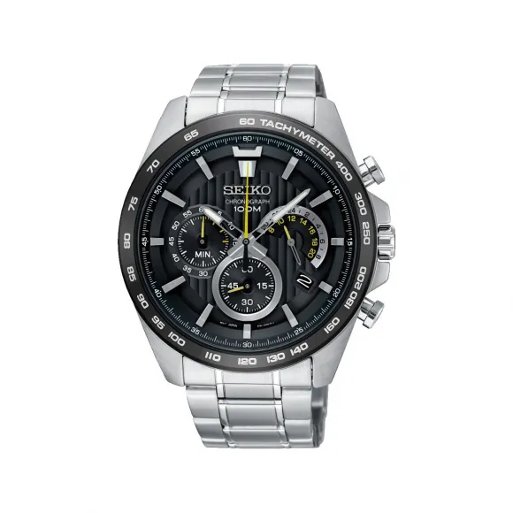 精工/Seiko discovermore系列 44.0MM 不锈钢表壳，涂有非常坚硬的漆面。 石英机芯 男表 SSB303