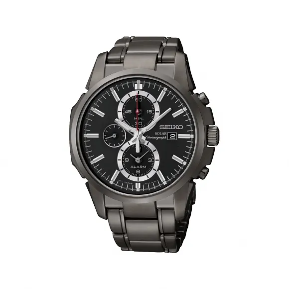 精工/Seiko discovermore系列 42.0MM 不锈钢（防刮涂层） 太阳能 男表 SSC095