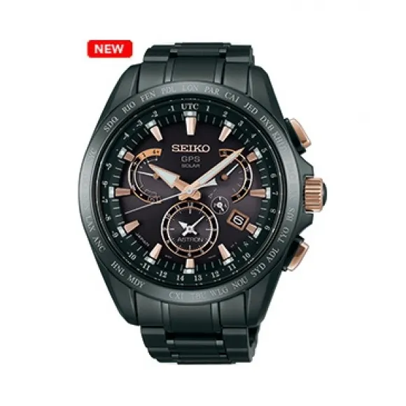 精工/Seiko Astron系列 超抗磨碳素膜处理钛金属表壳 太阳电能 男表 SSE075J1
