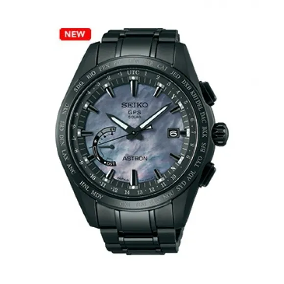 精工/Seiko Astron系列 超抗磨碳素膜处理钛金属表壳；陶瓷表圈 太阳电能 男表 SSE091J1