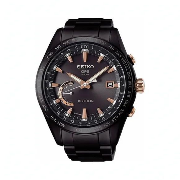 精工/Seiko Astron系列 钛金属表壳(硬质涂层处理） 表圈：陶瓷 太阳能机芯 男表 SSE113J1