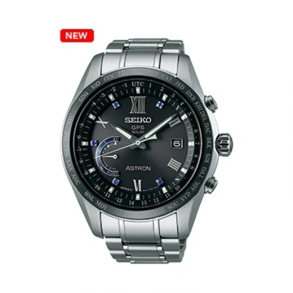 精工/Seiko Astron系列 超抗磨碳素膜处理钛金属，陶瓷表圈 太阳电能 男表 SSE117J1