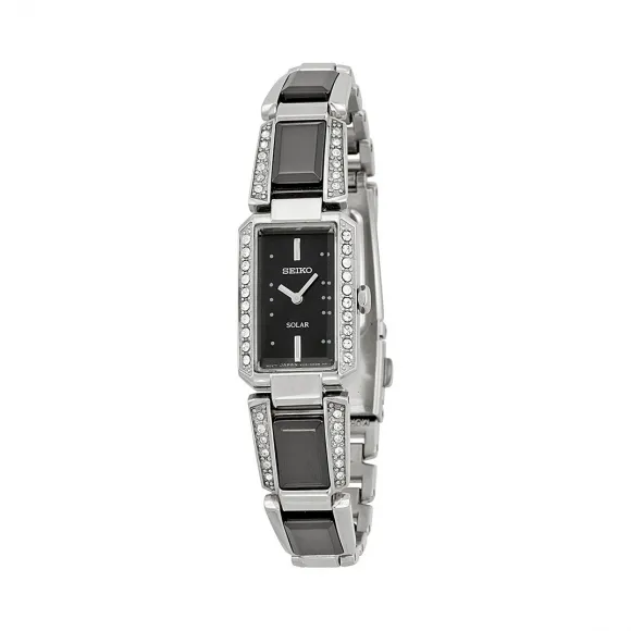 精工/Seiko 精钢配黑色陶瓷镶镶镶钻 石英机芯 女表 SUP171