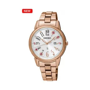 精工/Seiko Lukia系列 不锈钢电镀玫瑰金表壳及表圈 太阳电能 男表 SUT302J1