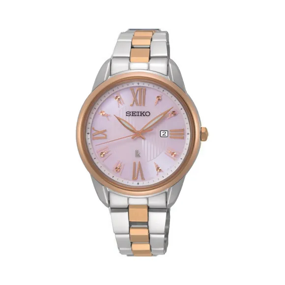 精工/Seiko 不锈钢镀玫瑰金色 太阳能机芯 女表 SUT362J1