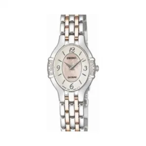 精工/Seiko Aglare Luxuries系列 不锈钢镶钻 石英机芯 女表 SWDB056J
