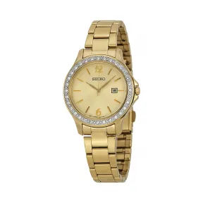 精工/Seiko 镀金精钢 石英机芯 女表 SXDF82