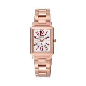 精工/Seiko Lukia系列 不锈钢电镀玫瑰金 石英机芯 女表 SXGP04J1