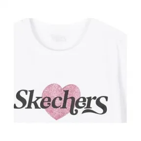 斯凯奇/Skechers 亮白色 KNITSHORTSLEEVETEE 女童短袖T恤 L320G125-0019