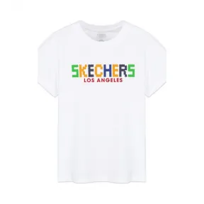 斯凯奇/Skechers 亮白色 KNITSHORTSLEEVETEE 儿童短袖T恤 L320K050-0019