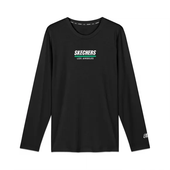 斯凯奇/Skechers 碳黑 KNITLONGSLEEVETEE 男子长袖衫 L320M020-0018
