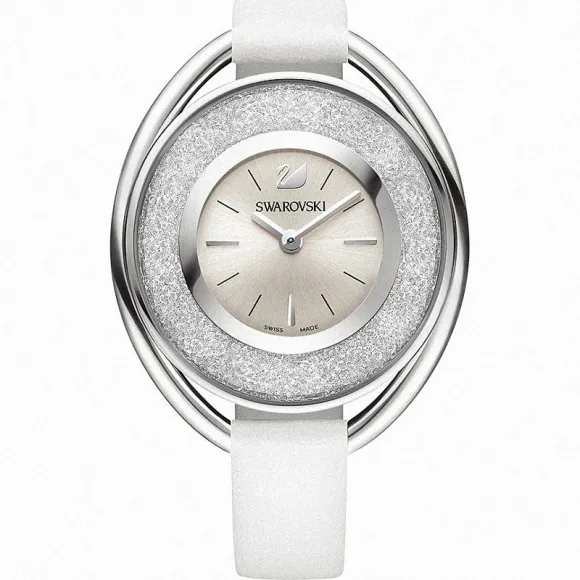 施华洛世奇/Swarovski 手表 Crystalline Oval 腕表, 真皮表带, 白色, 银色 5158548