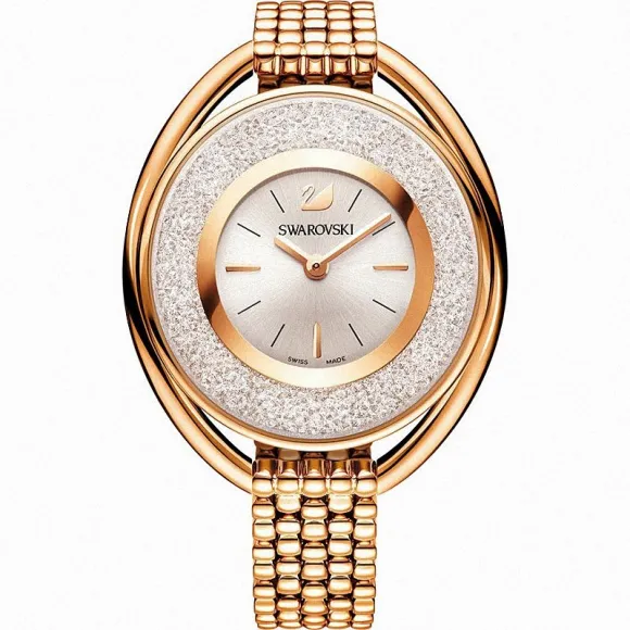 施华洛世奇/Swarovski Crystalline Oval 腕表, 金属手链, 白色, 玫瑰金色调 PVD 5200341