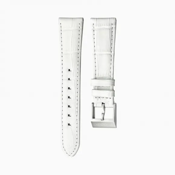 施华洛世奇/Swarovski 18mm 表带 皮革饰以缝线 白色 不锈钢 5222595