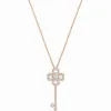 施华洛世奇/Swarovski 项链 Deary Key 链坠, 小码, 白色, 镀玫瑰金色 5238926