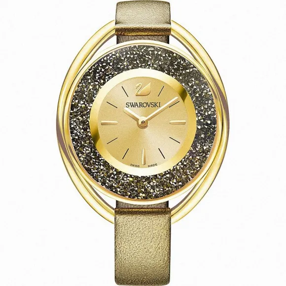 施华洛世奇/Swarovski 手表 Crystalline Oval 腕表, 真皮表带, 古铜色, 金色 5296314