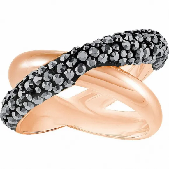 施华洛世奇/Swarovski 戒指 Crystaldust Cross 戒指, 黑色, 镀玫瑰金色 5372899