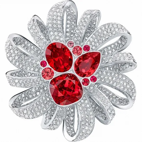 施华洛世奇/Swarovski 胸针 Laureen 胸针, 红色, 镀白金色 5374885