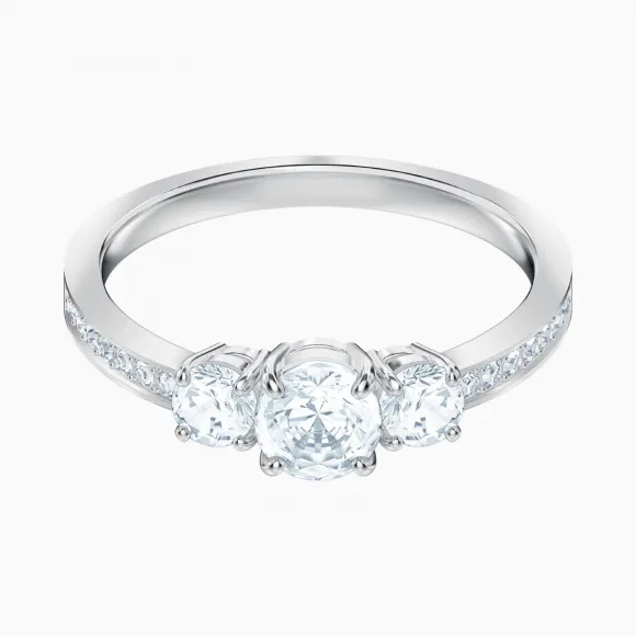 施华洛世奇/Swarovski Attract Trilogy Round 戒指, 白色, 镀铑 5448843