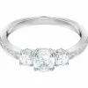 施华洛世奇/Swarovski Attract Trilogy Round 戒指, 白色, 镀铑 5448872
