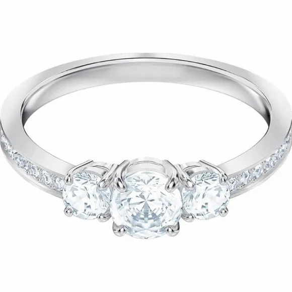 施华洛世奇/Swarovski Attract Trilogy Round 戒指, 白色, 镀铑 5448872