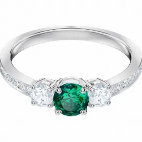施华洛世奇/Swarovski Attract Trilogy Round 戒指, 绿色, 镀铑 5448893