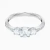 施华洛世奇/Swarovski Attract Trilogy Round 戒指, 白色, 镀铑 5448897