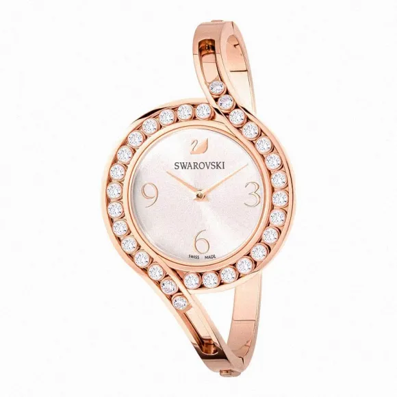 施华洛世奇/Swarovski Lovely Crystals Bangle 腕表, 金属手链, 白色, 玫瑰金色调 PVD 5453648