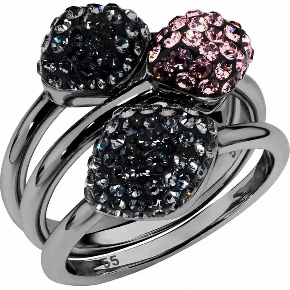 施华洛世奇/Swarovski 戒指 Moselle 可叠戴戒指, 灰色, 镀黑铬色 5455683