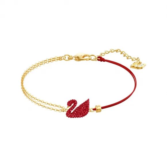 施华洛世奇/Swarovski  Swarovski Iconic Swan 手链  天鹅  红色  镀金色调 5465403