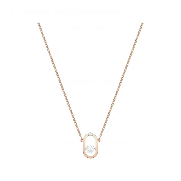 施华洛世奇/Swarovski  Swarovski Sparkling Dance Oval 项链  圆形切割  白色  镀玫瑰金色调 5468084