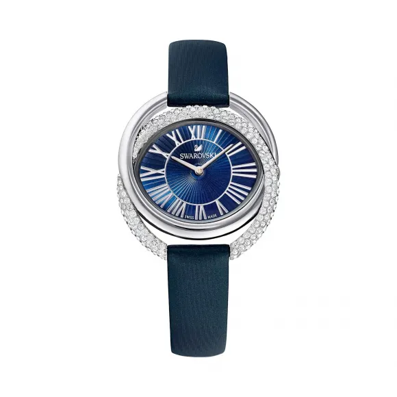 施华洛世奇/Swarovski Duo 腕表, 真皮表带, 蓝色, 不锈钢 5484376