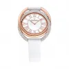 施华洛世奇/Swarovski Duo 腕表, 真皮表带, 白色, 玫瑰金色调 PVD 5484385