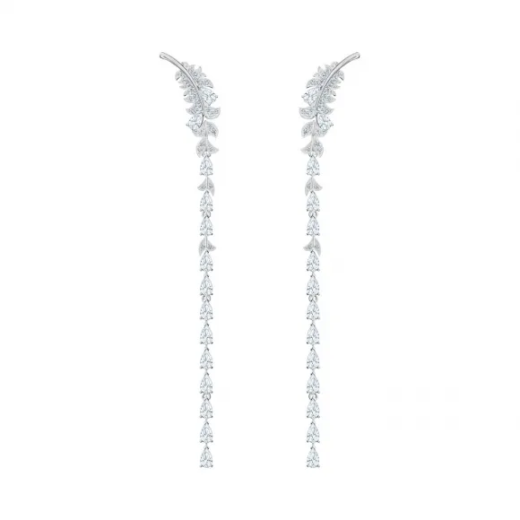 施华洛世奇/Swarovski Nice 穿孔耳环, 白色, 镀铑 5493406