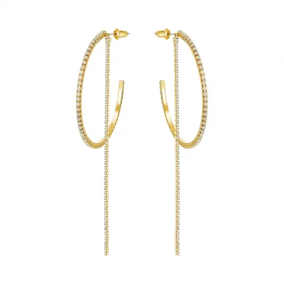 施华洛世奇/Swarovski Fit 穿孔耳环, 白色, 镀金色调 5504573