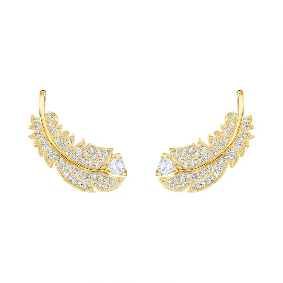 施华洛世奇/Swarovski Nice 耳钉, 白色, 镀金色调 5505623