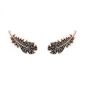 施华洛世奇/Swarovski Naughty 穿孔耳环, 黑色, 镀玫瑰金色调 5509722