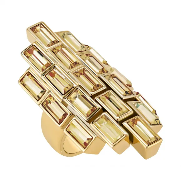 施华洛世奇/Swarovski Fluid 鸡尾酒戒指, 咖啡色, 镀金色调 5511885