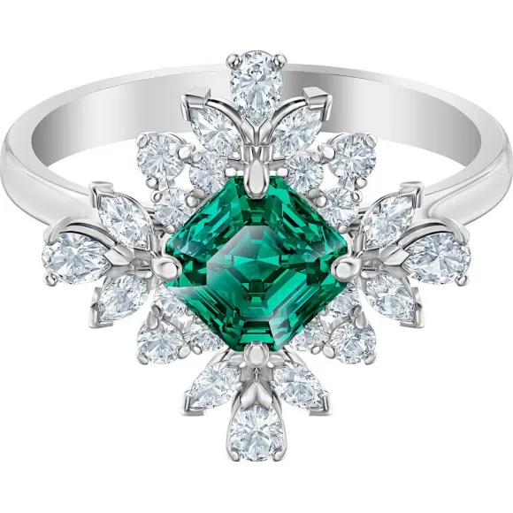 施华洛世奇/Swarovski Palace 戒指图案, 绿色, 镀铑 5513223