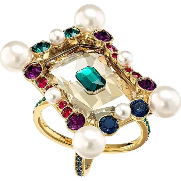 施华洛世奇/Swarovski Vintage Opulescence 鸡尾酒戒指, 彩色设计, 镀金色调 5515188