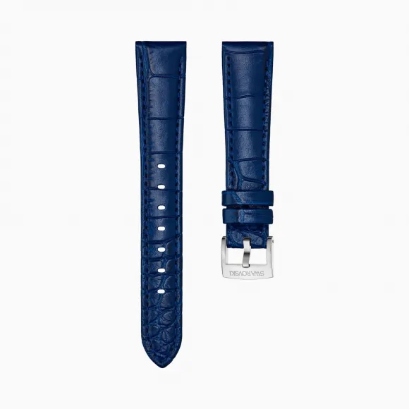 施华洛世奇/Swarovski 17mm 表带 皮革饰以缝线 蓝色 不锈钢 5516482