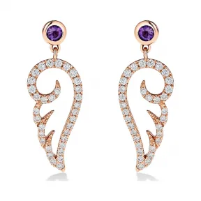 施华洛世奇/Swarovski 星愿之翼18K玫瑰金紫晶钻石耳环 5538165