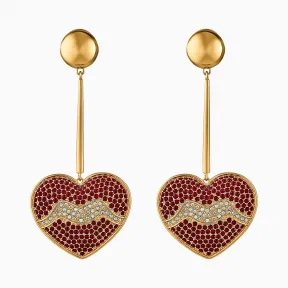 施华洛世奇/Swarovski 超现实主义梦幻穿孔耳环 心形 红色 镀金色 5540648