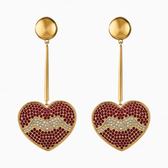 施华洛世奇/Swarovski 超现实主义梦幻穿孔耳环 心形 红色 镀金色 5540648