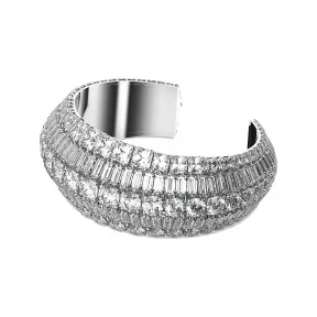施华洛世奇/Swarovski Hyperbola 阔手镯  混合切割  白色  镀铑 5610401