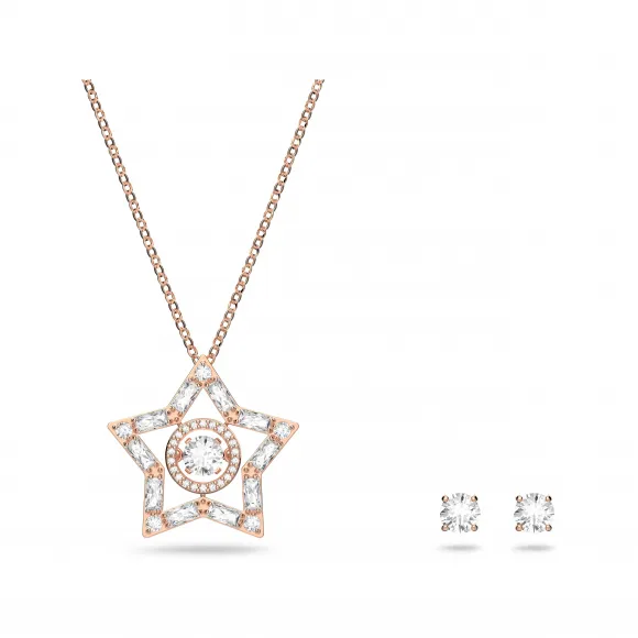 施华洛世奇/Swarovski Stella 套装  混合切割  星星  白色  镀玫瑰金色调 5622730