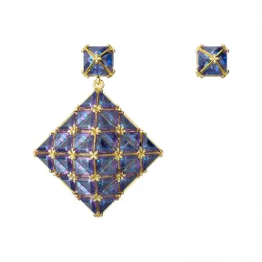 施华洛世奇/Swarovski Curiosa 水滴形耳环  非对称设计  蓝色  镀金色调 5630314