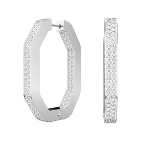 施华洛世奇/Swarovski Dextera 大圈耳环  八边形  大码  白色  镀铑 5639099