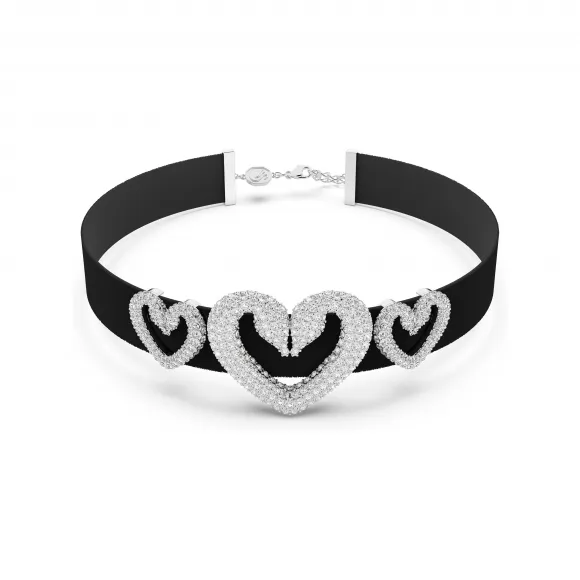 施华洛世奇/Swarovski Una 束颈项链  心形 (3)  白色  镀铑 5644909