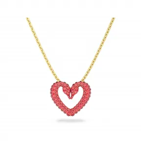 施华洛世奇/Swarovski Una 链坠 密镶 心形 小码 红色 镀金色调 5649004